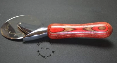 Handmade Spectraply Wood Pizza Cutter or Ice Cream Scoop Heavy Stainless 470 - Image 1 of 4