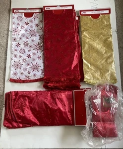 Holiday Time 48" Red Gold White Satin Poinsettia Christmas Tree Skirt (one Only) - Picture 1 of 1