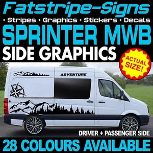 passend für MERCEDES SPRINTER MWB GRAFIK AUFKLEBER STREIFEN CAMPER VAN WOHNMOBIL - Bild 1 von 2