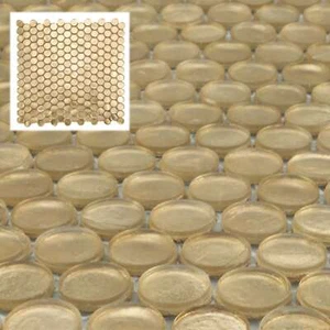 Moonlit Gold Penny Round Mosaic Tile Kitchen Backsplash Bathroom Shower TDH14MDR - Picture 1 of 9