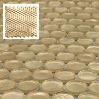 Moonlit Gold Penny Round Mosaic Tile Kitchen Backsplash Bathroom Shower TDH14MDR - Image 1 of 4