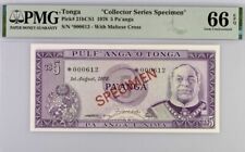Tonga 5 Pa'anga Pick# 21bCS1 1978 Specimen PMG 66 EPQ Gem Uncirculated Banknote
