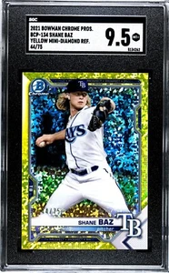 2021 Bowman Chrome Prospects Yellow Mini-Diamond Refractor /75 Shane Baz SGC 9.5 - Bild 1 von 2