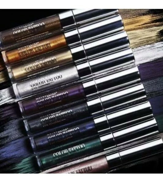 NEW Maybelline Color Tattoo Eye Chrome Shadow 570 Purple 520 Khaki Kool 560 Navy - Image 1 of 1