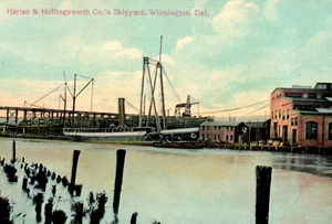 Wilmington Delaware Shipyard Steamship Postcard - Picture 1 of 3