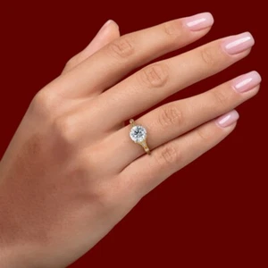 IGI Certified Lab Created 1.70 Ct Round Cut Diamond 18k Yellow Gold Wedding Ring - Picture 1 of 13