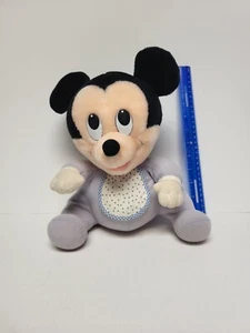 Disney Baby Mickey Mouse  Softies 11” Plush Blue W/ Bib Vintage Hasbro 1984 - Picture 1 of 9