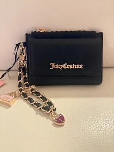 NUEVO CON ETIQUETAS JUICY COUTURE Princesa Dije Muñequera con Doble Pliegue Cartera Bolso Negro - Imagen 1 de 7