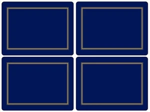 PIMPERNEL, SET OF 4, CLASSIC COLLECTION, MIDNIGHT BLUE, CORK-BACKED PLACEMATS - Picture 1 of 5