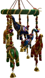 Vintage Crib Mobile Oriental Elephants Baby Cot Bright Colors Just Hangs - Picture 1 of 2