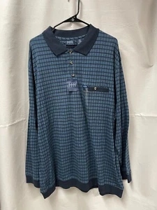 Harbor Bay HB Blue Men’s Button Casual Long Sleeve Shirt Pocket Band 2XL - Picture 1 of 4