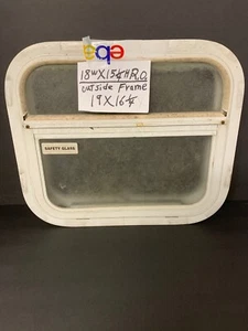 Vertical white RV window 18 W X 15 1/4 FROSTED GLASS WITH Screen. - Picture 1 of 2