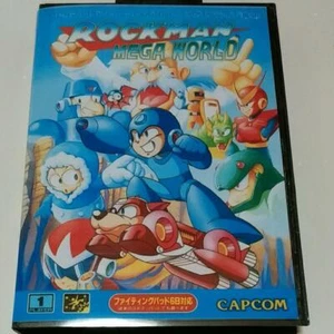 Rockman Mega World Megaman Genesis Sega Megadrive CAPCOM Game Cassette With Box - Picture 1 of 4
