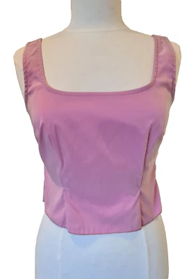 Moschino Jeans corset style Top pink stretch Vintage side zip Size 44 UK 12 - Image 1 of 4