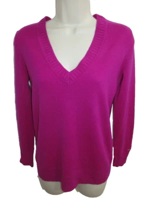 Suéter Tommy Hilfiger 100% Cachemira Rosa Cuello en V Talla XS TP Foto 1 de 4