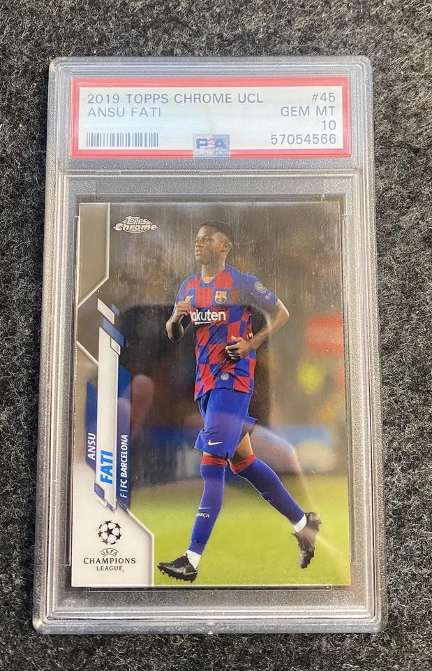 2019 Topps Chrome Champions League Ansu Fati RC #45 PSA 10 GEM MINT Rookie Card - Image 1 of 2