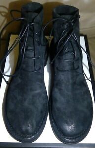 Marsell Men's leather lace up ankle  boots black color size 12 US Italy