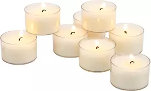 96 Count White Unscented Smokeless Long Burning Clear Cup Tea Light Candles with - Picture 1 of 12
