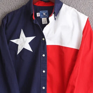 Texas Baumwolle Damen Knopfleiste Langarm Kragen Texas Thema Shirts Gr. M - Bild 1 von 17