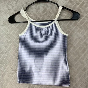 Oshkosh B'gosh Girls 6 Tank Top White Blue Striped Ruffle - Picture 1 of 9