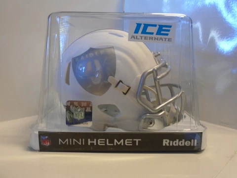 Oakland Raiders ICE Alternate Riddell Mini Helmet Date Code Sep 2016 Cover