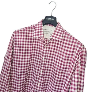 Men's CHARLES TYRWHITT Premium Red CHECK Pattern Button Down SHIRT Size L *VGC* - Bild 1 von 8