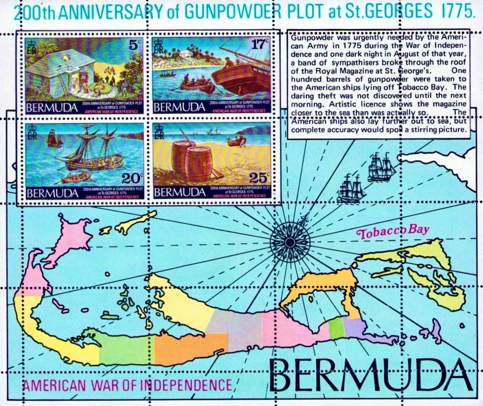 Bermudas #SGMS339 MNH S/S 1975 Pólvora Trama Revista Mapa Independencia [332a] Foto 1 de 1