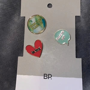 BP Planet Earth Go Green Be Kind Organic AF Pin Set of 3 Pins Gift Earth Day New - Picture 1 of 5