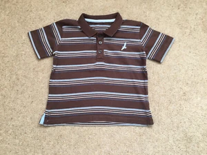 Infant Boys Striped Polo Shirt From Matalan. (2-3 Years) - Brown/Blue. - Picture 1 of 5