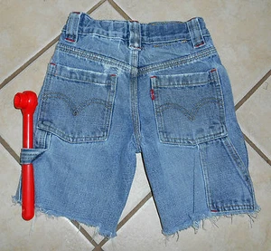 Boys Levis Denim Shorts Sz 5- Adj Waist-DISTRESSED Carpenter Cut Off Shorts-6C - Picture 1 of 4