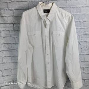 Double RL RRL Ralph Lauren Shirt Mens 2XL White Western Pearl Snap Long Sleeve - Picture 1 of 10