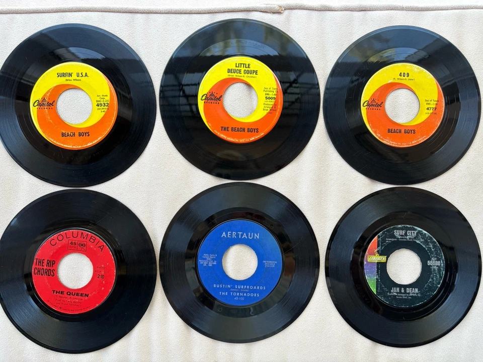 Lot Of 6 Vinyl Records-SURFING-Beach Boys, Rip Chords, Tornadoes, Jan & Dean Foto 1 de 4