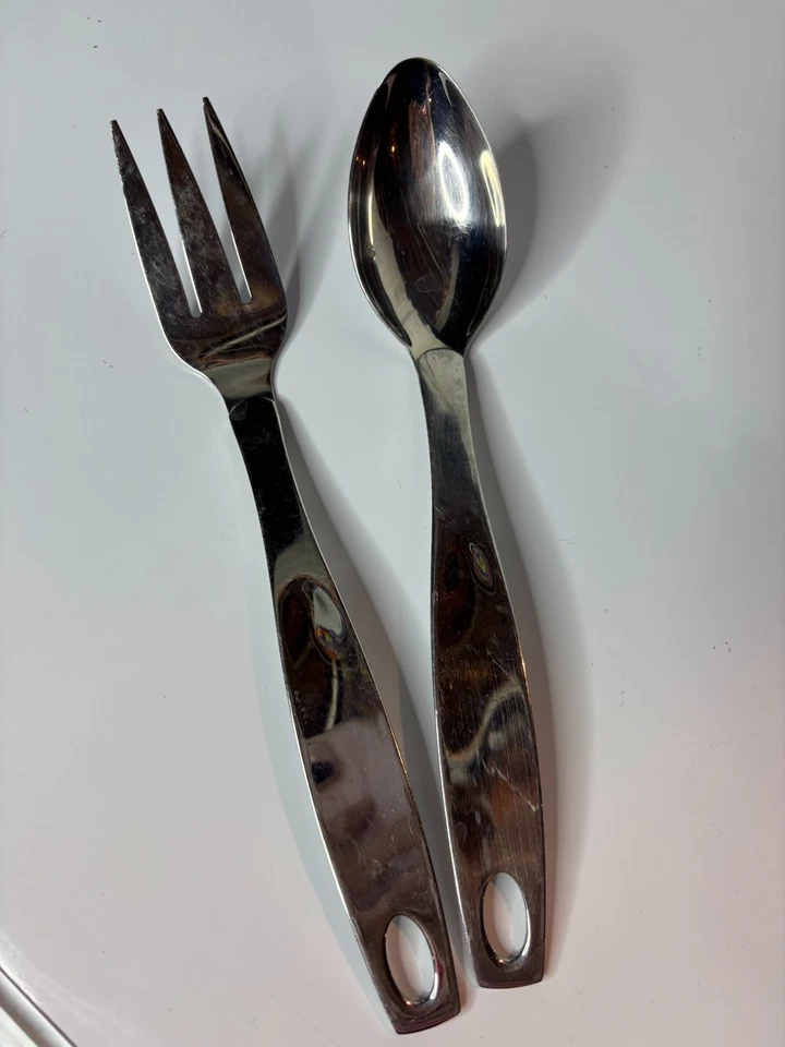Oneida 18/8 Stainless Steel 3-Pronged Meat Fork Large Serving Spoon 10 1/4" Set - Image 1 of 4