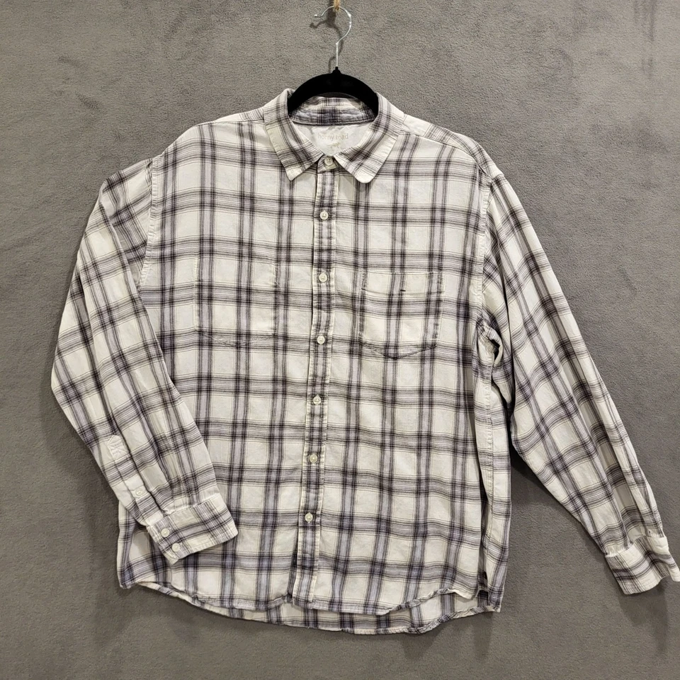 Camisa con botones a cuadros Horny Toad para hombre talla grande blanca y gris manga larga informal Foto 1 de 4
