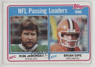 1981 Topps Passing Leaders Brian Sipe Ron Jaworski #1 - Image 1 of 2