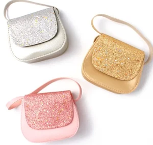 Girls Glitter Stars Shoulder Strap Pocket Money Purse Bag - Gold - Silver - Pink - Picture 1 of 4