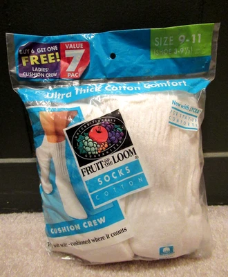 Calcetines acolchados Fruit of the Loom 1994 vintage talla 9-11 zapato 3-9 1/2 Foto 1 de 4