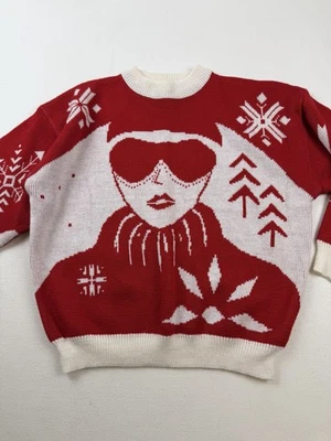 Suéter De Colección Ski Lodge Maximallist Rojo/Blanco Cara Pullover Blanco Ciervo Mujer Talla M Foto 1 de 4