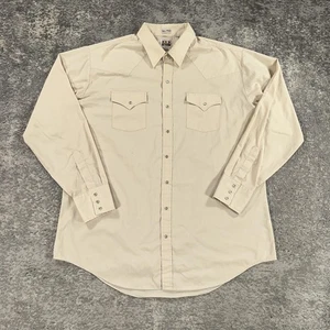 Ely Cattleman Shirt Mens XXLT Tall Beige Western Pearl Snap Long Sleeve Cowboy - Picture 1 of 13