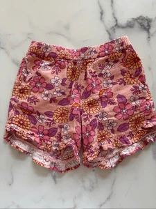Cat & Jack size 5 floral hippie cotton pink flared ruffle shorts pull on - Picture 1 of 5
