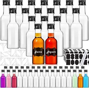 50 Pack 2 Oz Mini Liquor Bottles, Plastic Alcohol Bottles with Funnels, Airtight - Picture 1 of 7
