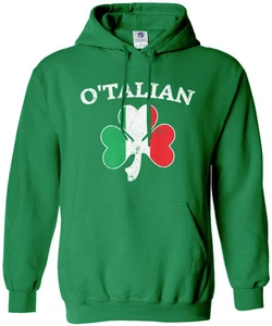 O'Talian Italian Irish Shamrock Unisex Hoodie Sweatshirt Italy Flag - Picture 1 of 10