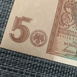 Serie Z WWII WW2 Memorabilia 1942 5 Mark Banknote German Currency Germany - Picture 1 of 4
