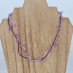 2 Pc. Purple & Lavender Seed Bead Choker Necklaces Set, 14" - Picture 1 of 8