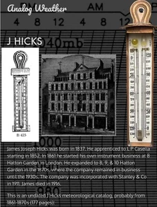 Victorian meteorological high /low Copper  Porcelain Thermometer J Hicks London - Picture 1 of 24