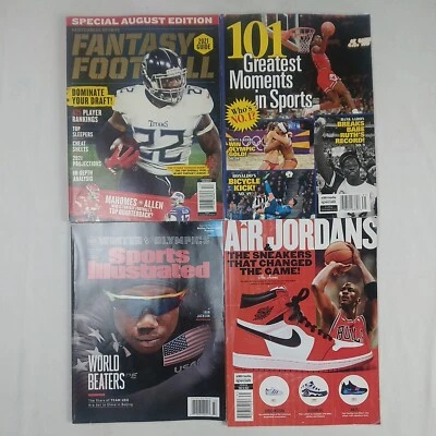 Лот из 4 спортивных журналов фэнтези футбол Air Jordans зимние Олимпийские игры 2021-2022 - Изображение 1 из 4