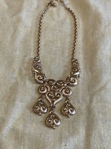 Stunning Signed Vtg TRIFARI Goldtone MODERNIST STYLE DROP Necklace - Picture 1 of 11