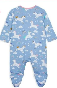 Baby Girl Sleepsuit BNWT Mothercare Unicorns Up To 1 Month Babygrow - Picture 1 of 7