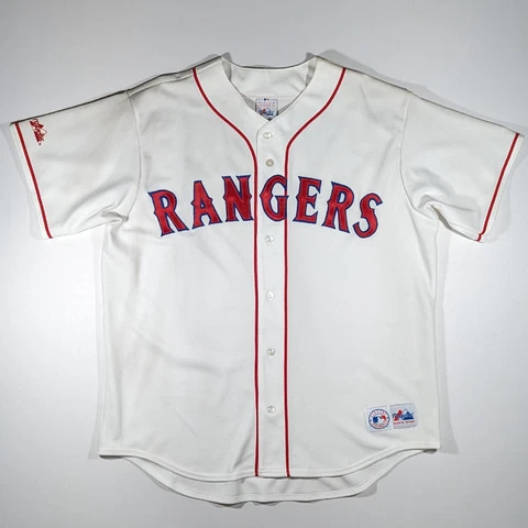 Vintage Texas Rangers Majestic Stitched Jersey Size XL Made in USA White MLB 90s Cover