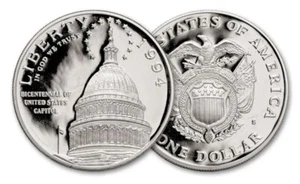 1994-S US MINT US CAPITOL PROOF SILVER DOLLAR W/ OGP & COA - Picture 1 of 2
